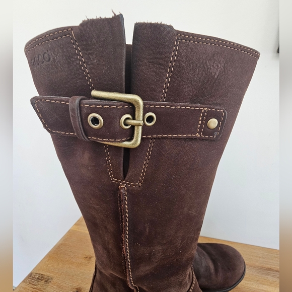 ECCO Womens Rise GTX Tall Suede Side Zip Walking Boots in Coffee - Picture 2 of 11